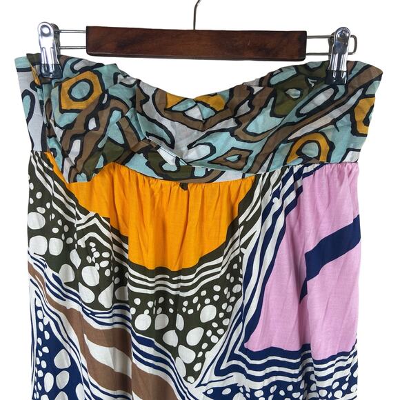 Diane von Furstenberg Silk Abstract Print Babydoll Strapless Dress Women's 4 Y2K - Picture 2 of 10